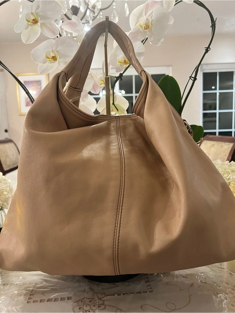 Furla Elisabeth Nude Tan Leather Hobo Shoulder Bag